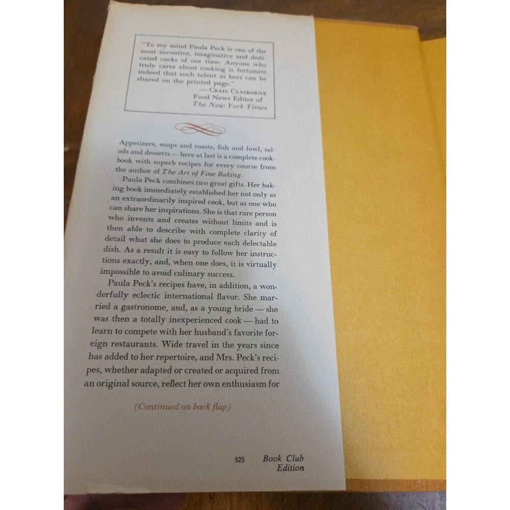 Paula Peck's Art of Good Cooking HC/Dust Jacket 1966 Book Club Vintage Recipes